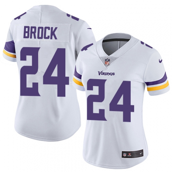 Women's Nike Minnesota Vikings 24 Tramaine Brock White Vapor Untouchable Limited Player NFL Jersey