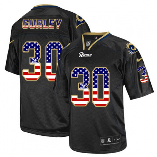 Men's Nike Los Angeles Rams 30 Todd Gurley Elite Black USA Flag Fashion NFL Jersey