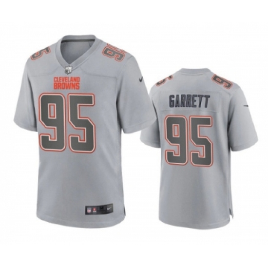 Men's Cleveland Browns 95 Myles Garrett Gray Atmosphere Fashion Stitched Game Jersey
