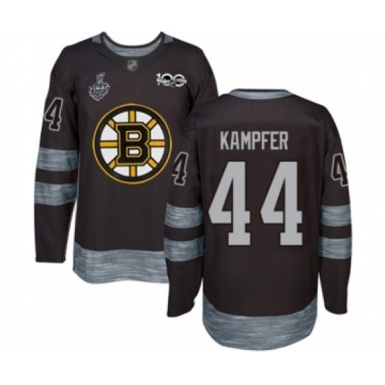 Men's Boston Bruins 44 Steven Kampfer Authentic Black 1917-2017 100th Anniversary 2019 Stanley Cup Final Bound Hockey Jersey