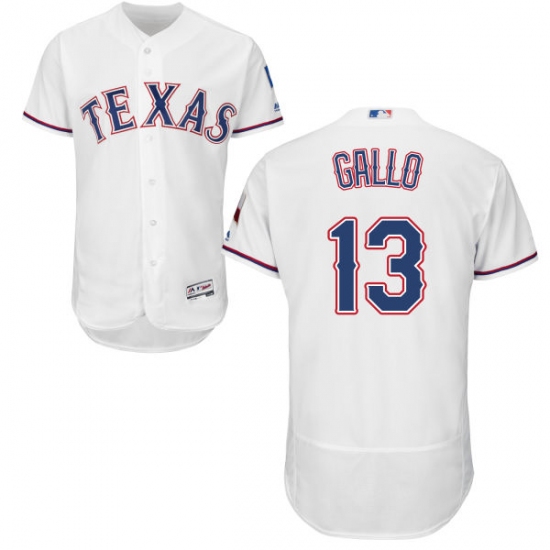 Men's Majestic Texas Rangers 13 Joey Gallo White Home Flex Base Authentic Collection MLB Jersey