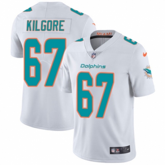 Men's Nike Miami Dolphins 67 Daniel Kilgore White Vapor Untouchable Limited Player NFL Jersey