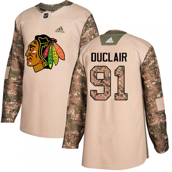 Youth Adidas Chicago Blackhawks 91 Anthony Duclair Authentic Camo Veterans Day Practice NHL Jersey