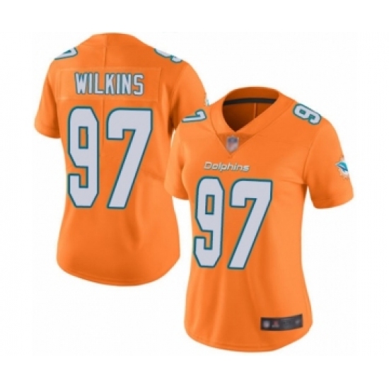 Women's Miami Dolphins 97 Christian Wilkins Limited Orange Rush Vapor Untouchable Football Jersey