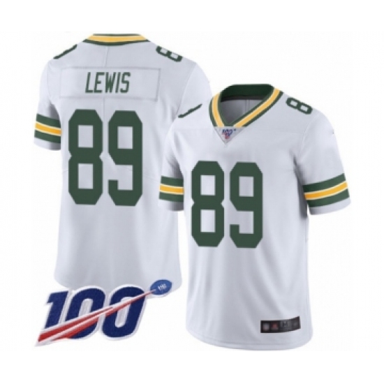 Men's Green Bay Packers 89 Marcedes Lewis White Vapor Untouchable Limited Player 100th Season Football Jersey