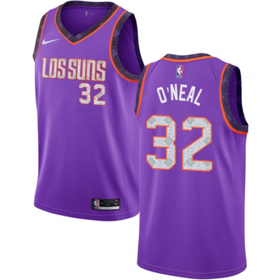Men's Nike Phoenix Suns 32 Shaquille O'Neal Swingman Purple NBA Jersey - 2018 19 City Edition