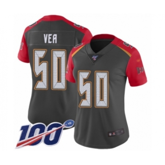 Women's Tampa Bay Buccaneers 50 Vita Vea Limited Gray Inverted Legend 100th Season Football Jersey