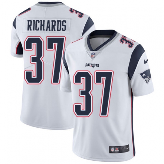 Men's Nike New England Patriots 37 Jordan Richards White Vapor Untouchable Limited Player NFL Jersey
