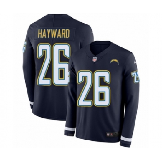 Youth Nike Los Angeles Chargers 26 Casey Hayward Limited Navy Blue Therma Long Sleeve NFL Jersey