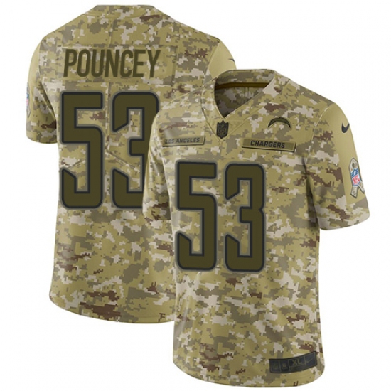 Men's Nike Los Angeles Chargers 53 Mike Pouncey Limited Camo 2018 Salute to Service NFL Jersey