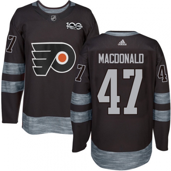 Men's Adidas Philadelphia Flyers 47 Andrew MacDonald Authentic Black 1917-2017 100th Anniversary NHL Jersey
