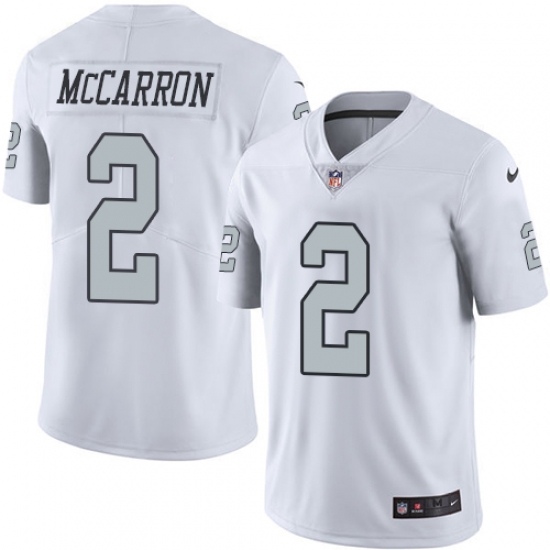 Men's Nike Oakland Raiders 2 AJ McCarron Elite White Rush Vapor Untouchable NFL Jersey