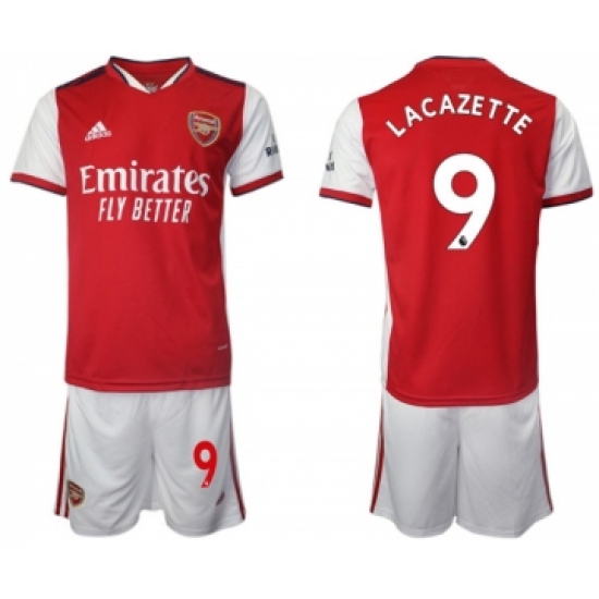 Arsenal F.C 9 Lacazette Red Home Soccer Jersey with Shorts