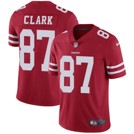 Men's Nike San Francisco 49ers 87 Dwight Clark Red Team Color Vapor Untouchable Limited Player NFL Jersey