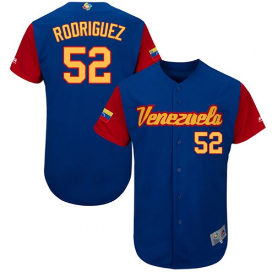 Men's Venezuela Baseball Majestic 52 Eduardo Rodriguez Royal Blue 2017 World Baseball Classic Authentic Team Jersey