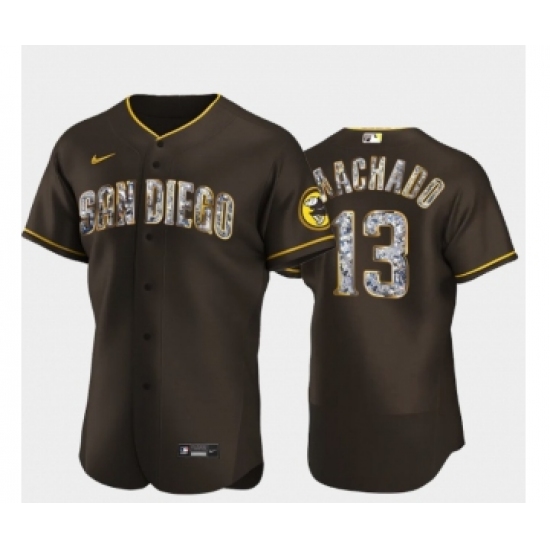 Men's San Diego Padres 13 Manny Machado Diamond Edition Brown Jersey