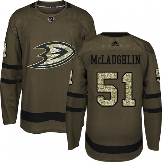 Men's Adidas Anaheim Ducks 51 Blake McLaughlin Authentic Green Salute to Service NHL Jersey