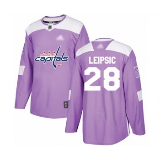Men's Washington Capitals 28 Brendan Leipsic Authentic Purple Fights Cancer Practice Hockey Jersey