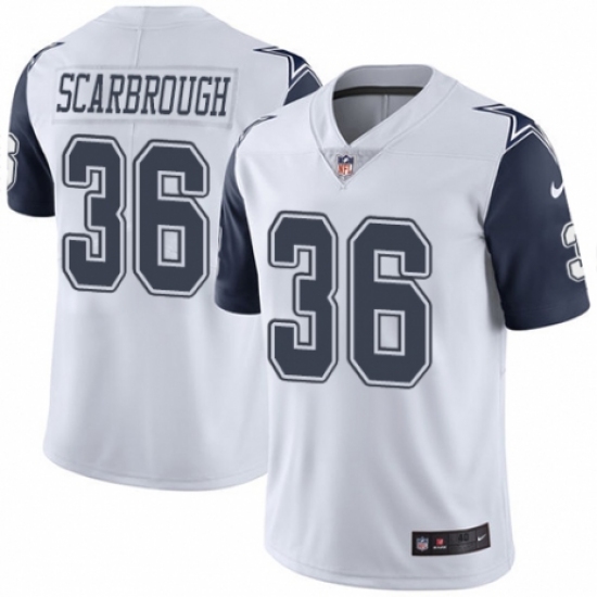 Men's Nike Dallas Cowboys 36 Bo Scarbrough Limited White Rush Vapor Untouchable NFL Jersey