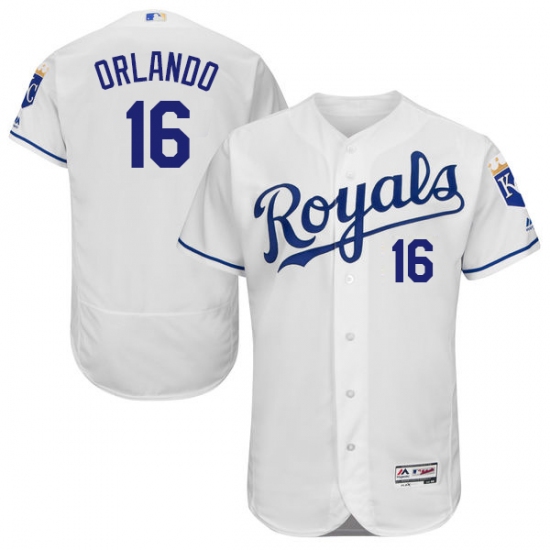 Men's Majestic Kansas City Royals 16 Paulo Orlando White Flexbase Authentic Collection MLB Jersey