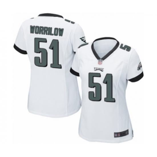 Women's Philadelphia Eagles 51 Paul Worrilow Game White Football Jersey