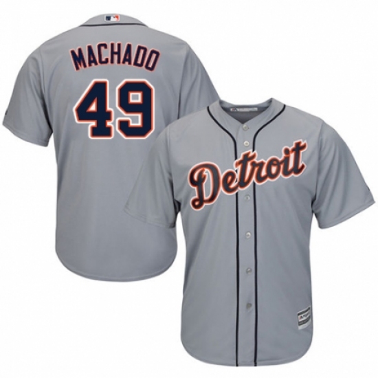 Men's Majestic Detroit Tigers 49 Dixon Machado Replica Grey Road Cool Base MLB Jersey