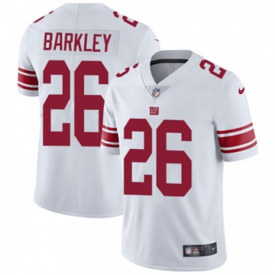 Men's Nike New York Giants 26 Saquon Barkley White Vapor Untouchable Limited Player NFL Jersey