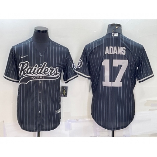 Men's Las Vegas Raiders 17 Davante Adams Black With Patch Cool Base Stitched Baseball Jersey