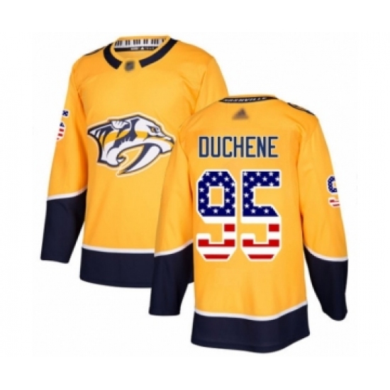 Men's Nashville Predators 95 Matt Duchene Authentic Gold USA Flag Fashion Hockey Jersey