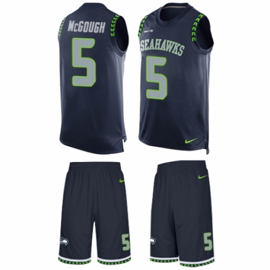Men's Nike Seattle Seahawks 5 Alex McGough Limited Steel Blue Tank Top Suit NFL Jersey