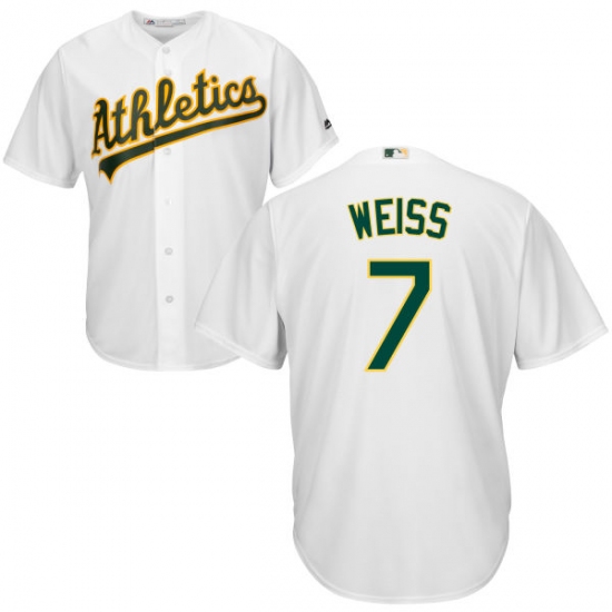 Youth Majestic Oakland Athletics 7 Walt Weiss Replica White Home Cool Base MLB Jersey