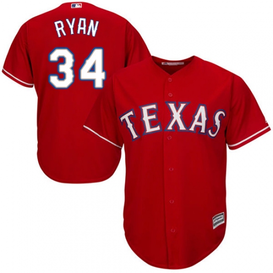 Youth Majestic Texas Rangers 34 Nolan Ryan Authentic Red Alternate Cool Base MLB Jersey