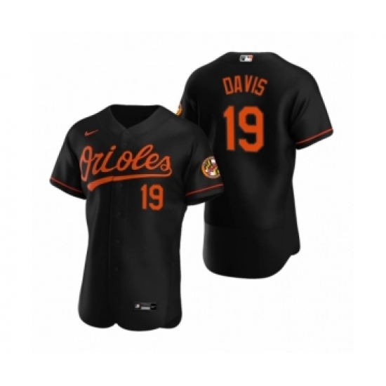 Men's Baltimore Orioles 19 Chris Davis Nike Black Authentic 2020 Alternate Jersey
