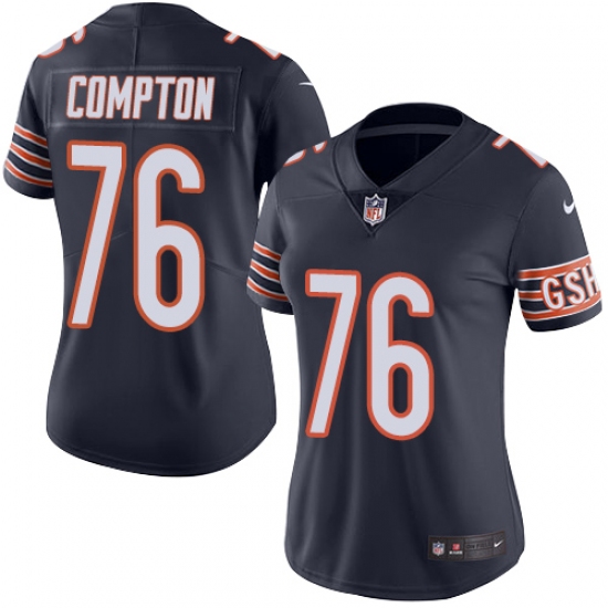 Women's Nike Chicago Bears 76 Tom Compton Navy Blue Team Color Vapor Untouchable Limited Player NFL Jersey