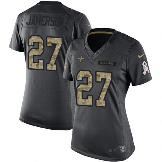 Women's Nike New Orleans Saints 27 Natrell Jamerson Limited Black 2016 Salute to Service NFL Jersey