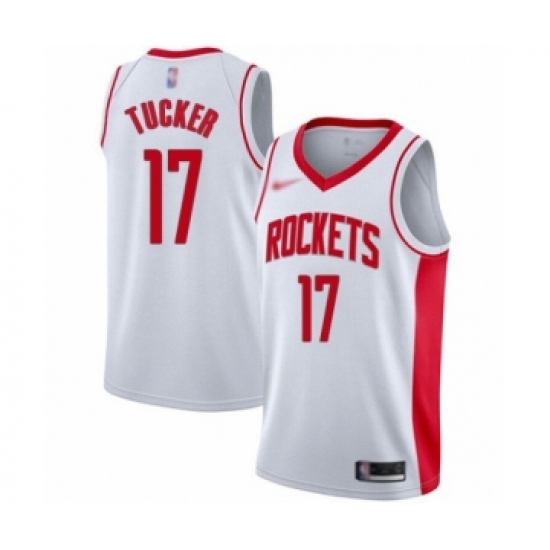 Men's Houston Rockets 17 PJ Tucker Authentic White Finished Basketball Jersey - Association Edition