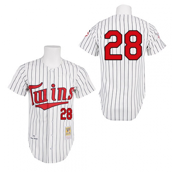 Men's Mitchell and Ness 1991 Minnesota Twins 28 Bert Blyleven Authentic White Throwback MLB Jersey