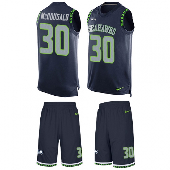 Men's Nike Seattle Seahawks 30 Bradley McDougald Limited Steel Blue Tank Top Suit NFL Jersey
