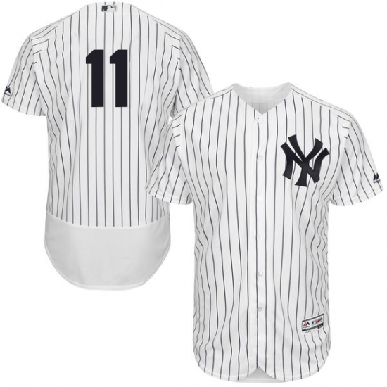 Men's Majestic New York Yankees 11 Brett Gardner White Home Flex Base Authentic Collection MLB Jersey