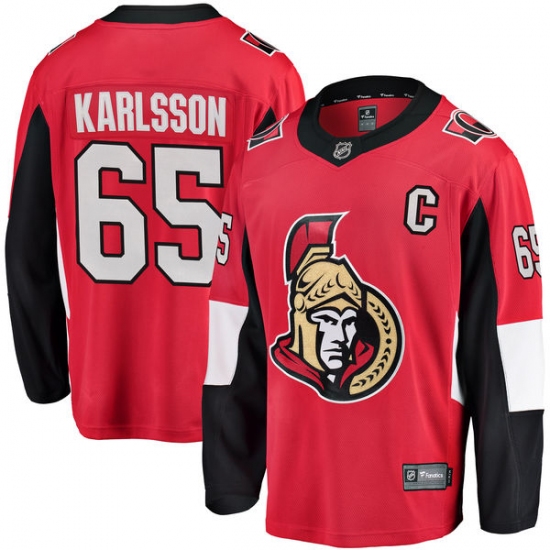Youth Ottawa Senators 65 Erik Karlsson Fanatics Branded Red Home Breakaway NHL Jersey