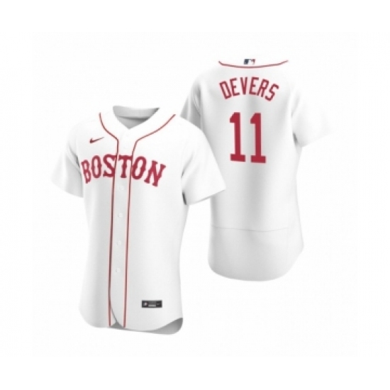 Men's Boston Red Sox 11 Rafael Devers Nike White Authentic 2020 Alternate Jersey