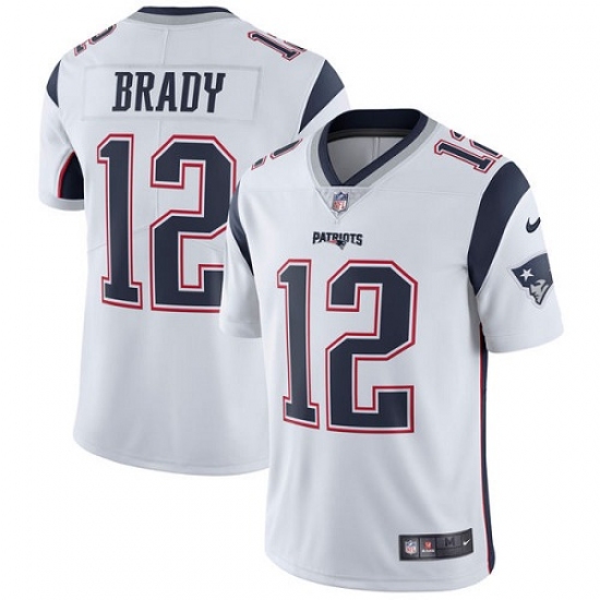 Men's Nike New England Patriots 12 Tom Brady White Vapor Untouchable Limited Player NFL Jersey