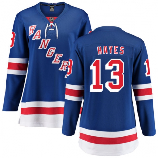Women's New York Rangers 13 Kevin Hayes Fanatics Branded Royal Blue Home Breakaway NHL Jersey