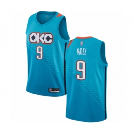 Men's Oklahoma City Thunder 9 Nerlens Noel Authentic Turquoise Basketball Jersey - City Edition