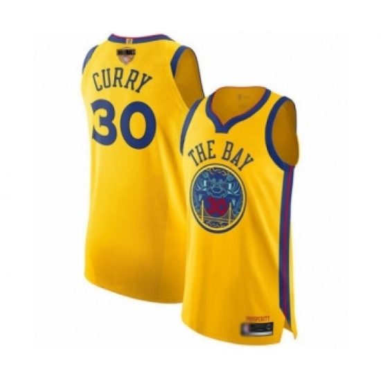 Youth Golden State Warriors 30 Stephen Curry Swingman Gold 2019 Basketball Finals Bound Basketball Jersey - City Edition