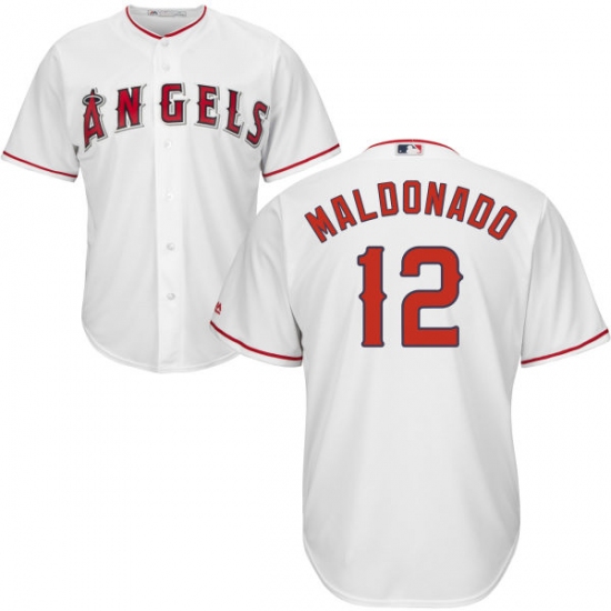 Men's Majestic Los Angeles Angels of Anaheim 12 Martin Maldonado Replica White Home Cool Base MLB Jersey