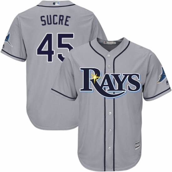 Youth Majestic Tampa Bay Rays 45 Jesus Sucre Replica Grey Road Cool Base MLB Jersey