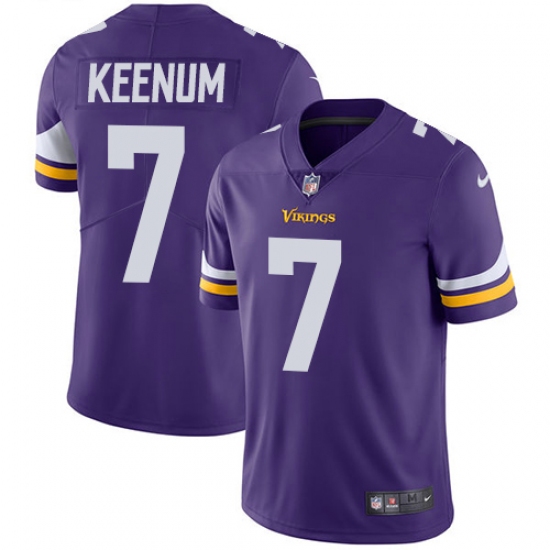 Youth Nike Minnesota Vikings 7 Case Keenum Purple Team Color Vapor Untouchable Limited Player NFL Jersey