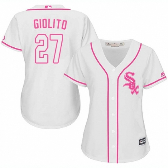 Women's Majestic Chicago White Sox 27 Lucas Giolito Replica White Fashion Cool Base MLB Jersey