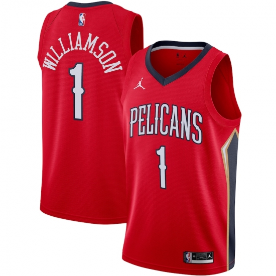 Men's New Orleans Pelicans 1 Zion Williamson Jordan Brand Red 2020-21 Swingman Jersey
